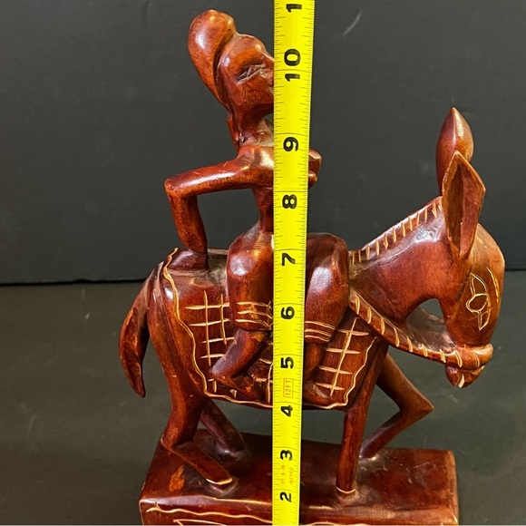 Hand Carved African Wood Woman Riding Donkey Figurine Folk Art Rustic Primitive - Picture 10 of 11